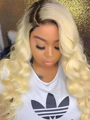 1B/613 Ombre 4x4 13x4 Lace Frontal Wig Body Wave Human Hair