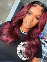 1B/99J Ombre 4x4 13x4 Lace Frontal Wig Body Wave Human Hair