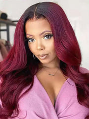 1B/99J Ombre 4x4 13x4 Lace Frontal Wig Body Wave Human Hair