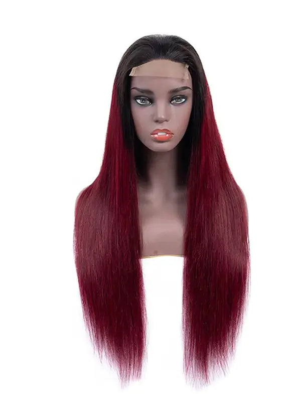 1B/99J Ombre 4x4 13x4 Lace Frontal Wig Straight Human Hair