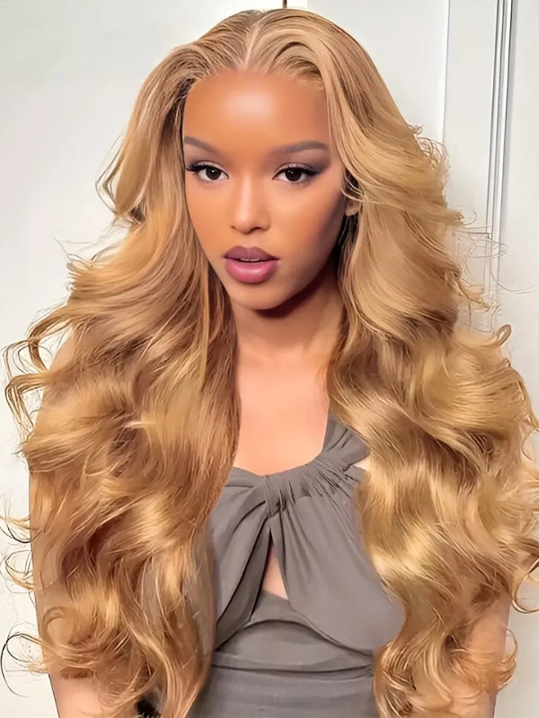 #27 Wear & Go Glueless Honey Blonde 5x5 Pre Cut Lace Closure Colored Wig Body Wave Virgin Human Hair