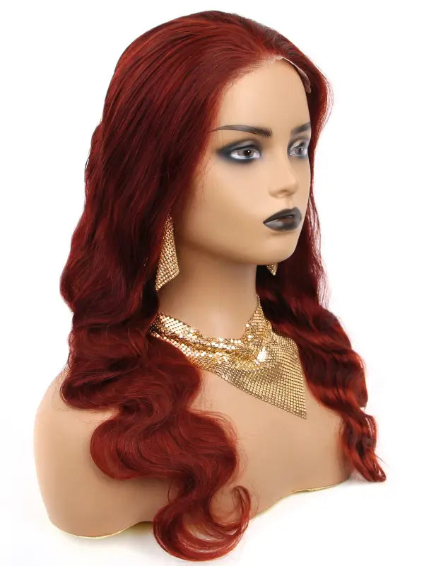 #33 Glueless Reddish 5x5 Lace Closure Colored Wig Body Wave Virgin Human Hair