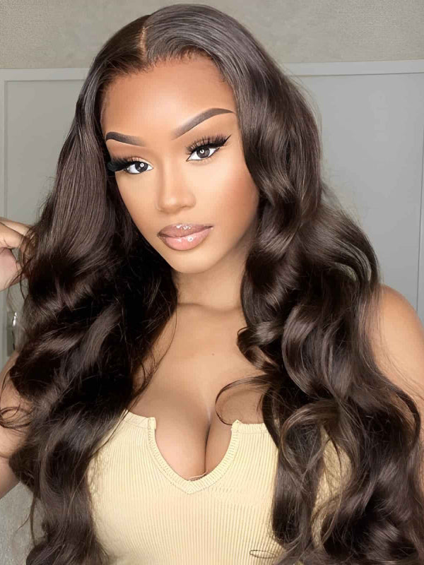 #4 Wear & Go Glueless Chocolate Brown 5x5 Pre Cut Lace Closure Colored Wig Body Wave Virgin Human Hair