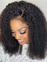 4C Curly Edges Kinky Curly 5x5 13x4 Lace Front Wig with Kinky Baby Hairline