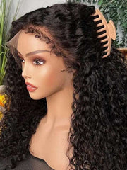 4C Curly Edges Water Wave 5x5 13x4 Lace Front Wig with Kinky Baby Hairline