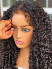 4C Curly Edges Deep Wave 5x5 13x4 Lace Front Wig with Kinky Baby Hairline