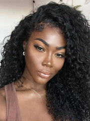 4C Curly Edges Water Wave 5x5 13x4 Lace Front Wig with Kinky Baby Hairline