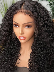 4C Curly Edges Water Wave 5x5 13x4 Lace Front Wig with Kinky Baby Hairline