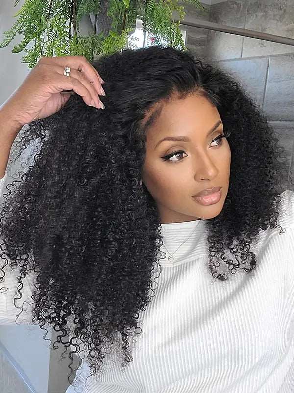 Glueless 4x4 5x5 Lace Closure Wig 180% Density Kinky Curly Virgin Human Hair