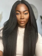 Glueless 4x4 5x5 Lace Closure Wig 180% Density Kinky Straight Virgin Human Hair