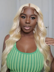 613 Blonde 5x5 13x4 Transparent Lace Body Wave Virgin Human Hair Wig