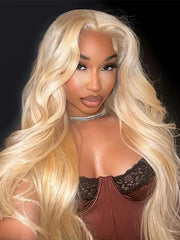 613 Blonde 5x5 13x4 Transparent Lace Body Wave Virgin Human Hair Wig