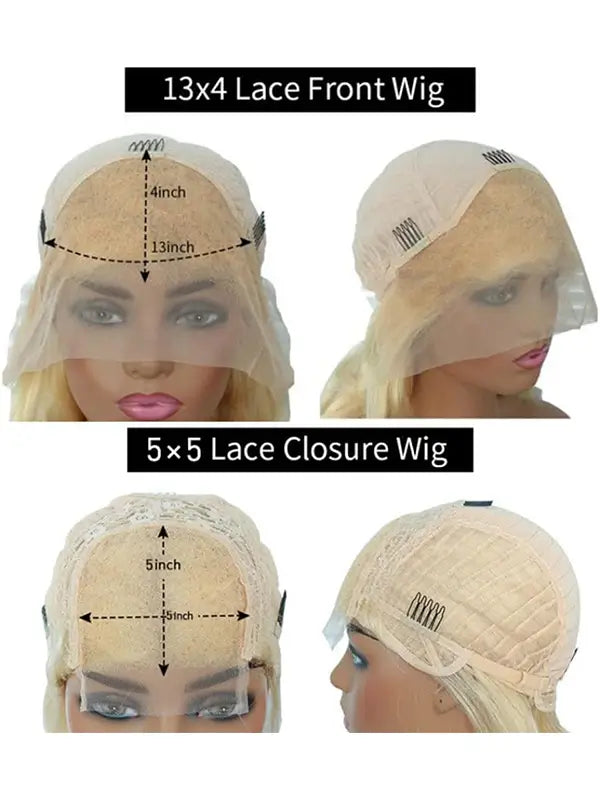 613 Blonde 5x5 13x4 Transparent Lace Straight Virgin Human Hair Wig