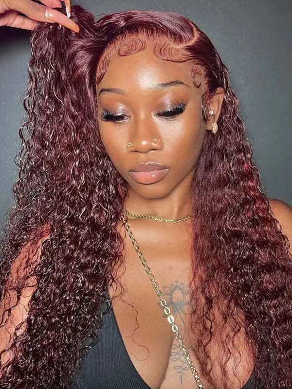 99J Burgundy 4x4 13x4 Lace Frontal Wig Deep Wave Virgin Human Hair