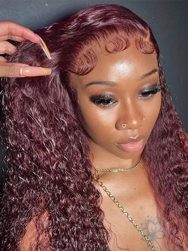 99J Burgundy 4x4 13x4 Lace Frontal Wig Deep Wave Virgin Human Hair