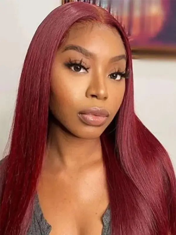 99J Burgundy 4x4 13x4 Lace Frontal Wig Straight Virgin Human Hair