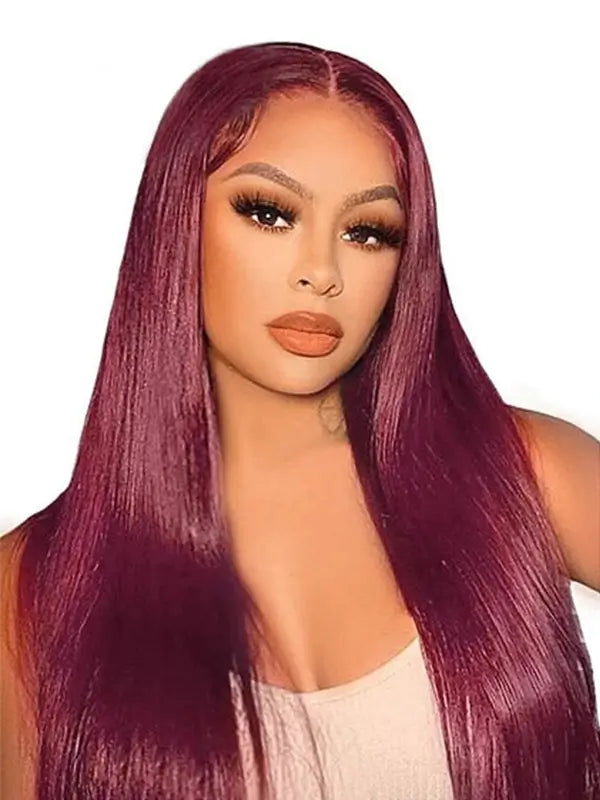 99J Burgundy 4x4 13x4 Lace Frontal Wig Straight Virgin Human Hair