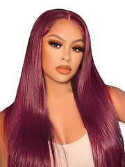 99J Burgundy 4x4 13x4 Lace Frontal Wig Straight Virgin Human Hair