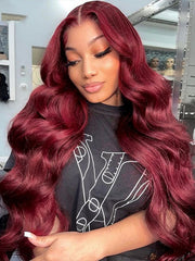 #99j Wear & Go Glueless Burgundy 5x5 Pre Cut Lace Closure Colored Wig Body Wave Virgin Human Hair