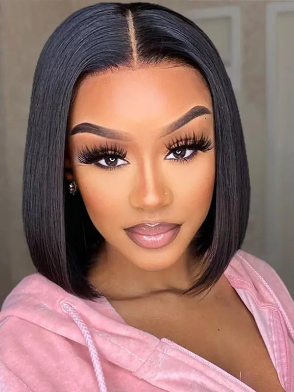 Short Bob Straight 4x4 5x5 13x4 Lace Frontal Wig Human Hair With Pre Plucked Hairline