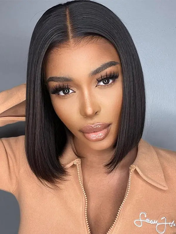 Short Bob Straight 4x4 5x5 13x4 Lace Frontal Wig Human Hair With Pre Plucked Hairline