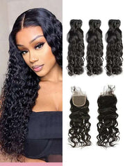 2/3/4 Bundles With 4*4 5*5 Closure Water Wave Virgin Hair