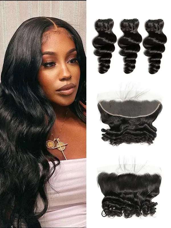 2/3/4 Bundles With 13*4 Frontal Loose Wave Virgin Hair