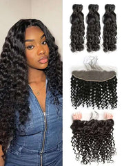 2/3/4 Bundles With 13*4 Frontal Water Wave Virgin Hair