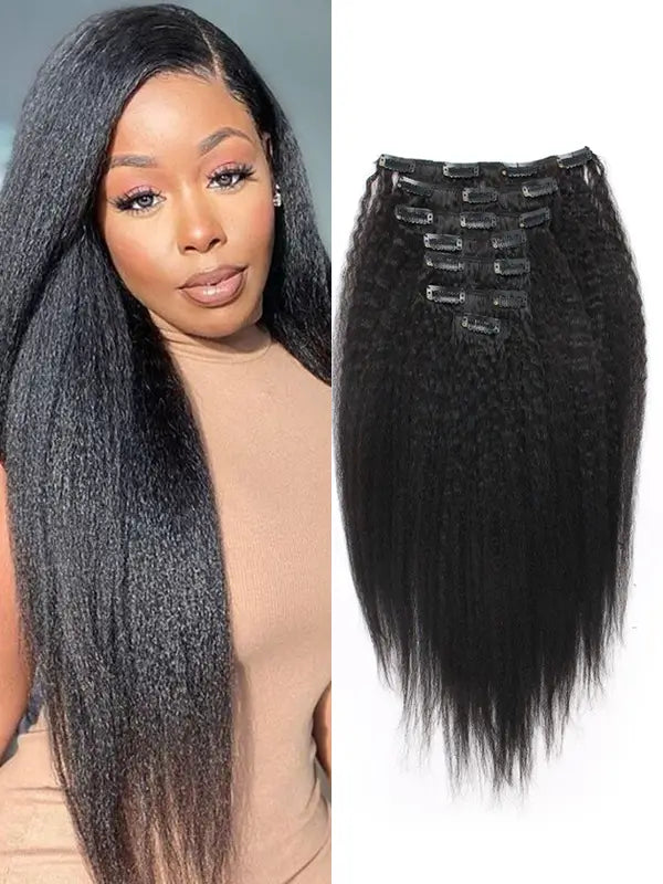 Seamless Clip In Hair Extension Kinky Straight Virgin Human Hair