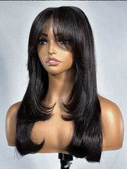 Curtain Bangs Straight 4x4 5x5 13x4 Lace Wig Virgin Human Hair