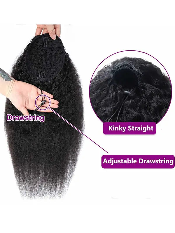 Beginner Friendly Drawstring Ponytail Extensions Virgin Human Hair