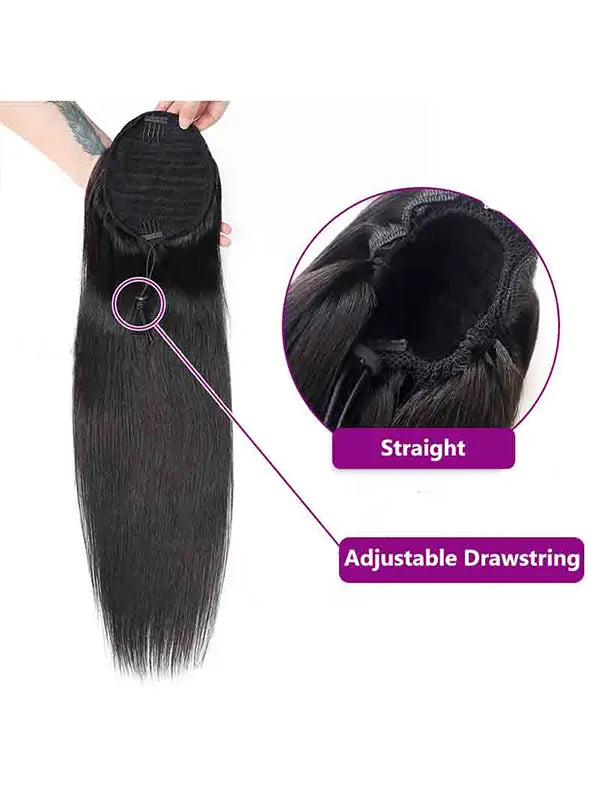 Beginner Friendly Drawstring Ponytail Extensions Virgin Human Hair