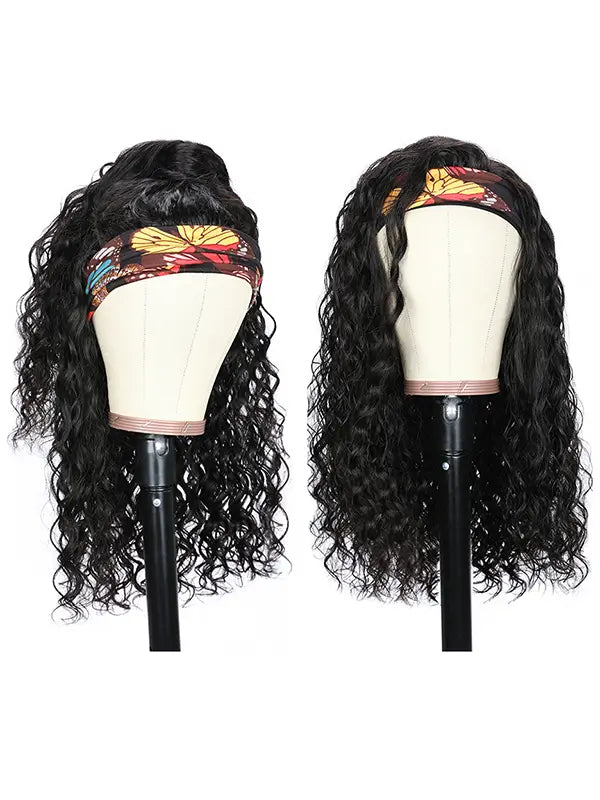 Beginner Friendly Headband Wig Clueless Put On & Go Water Wave Human Hair