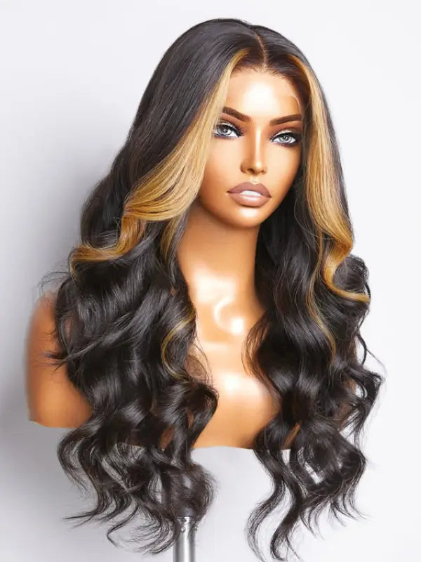 Layered Cut Highlight Loose Body Wave 5x5 Lace Closure Virgin Human Wig