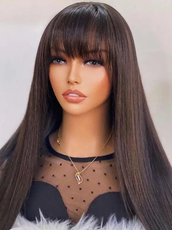 Glueless Straight Lace Wig With Bangs Virgin Human Hair