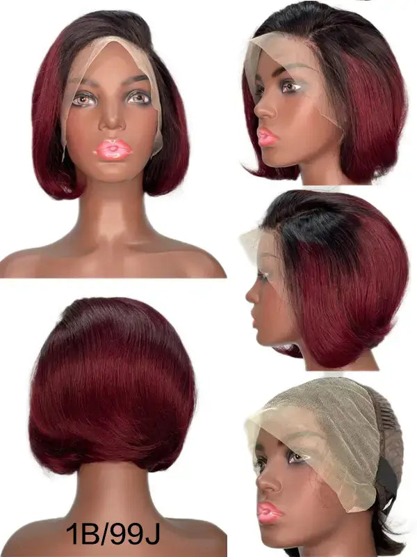 Short Pixie Cut 13x4 Lace Frontal Wig Straight Remy Human Hair T1B/99J